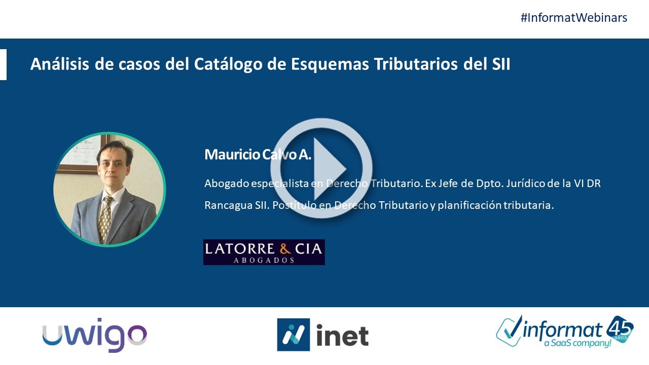 Webinar Análisis de casos del Catálogo de Esquemas Tributarios del SII play